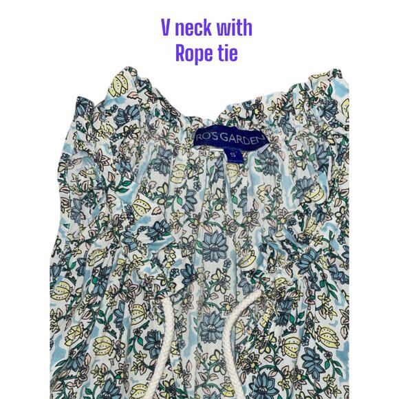 Ro's Garden Sofia Igor Turquoise Floral Boho Sleeveless Short Dress S - Picture 3 of 9